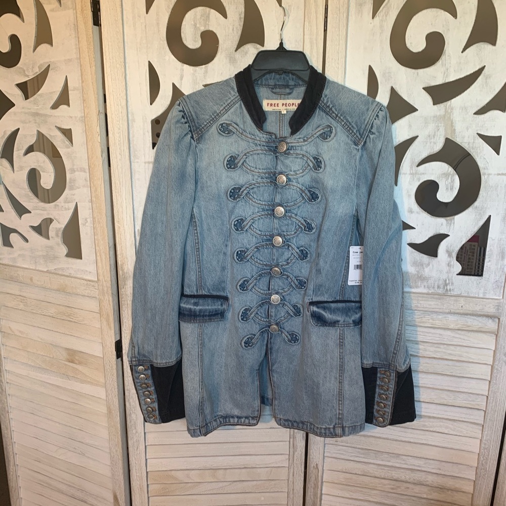 Free People Denim Seamed and Structured Jacket